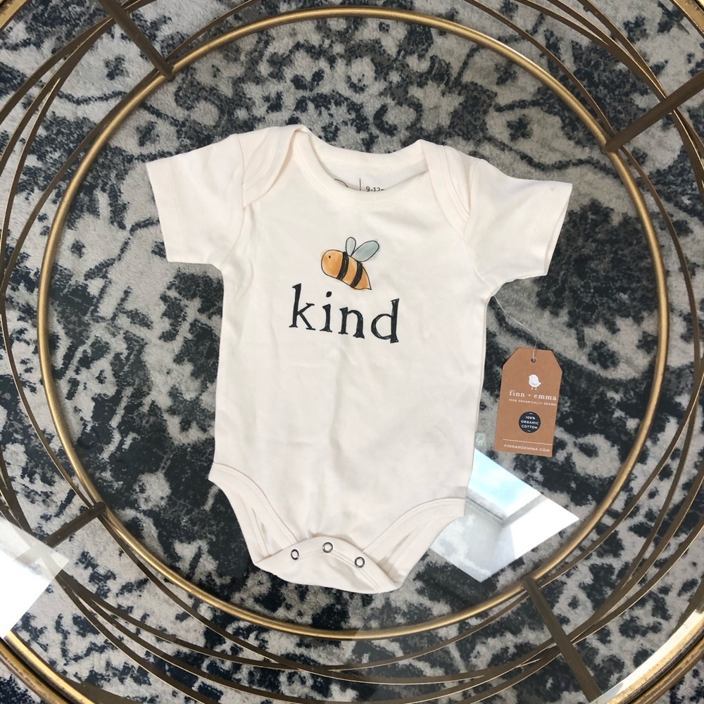 Finn + Emma organic cotton bee onesie